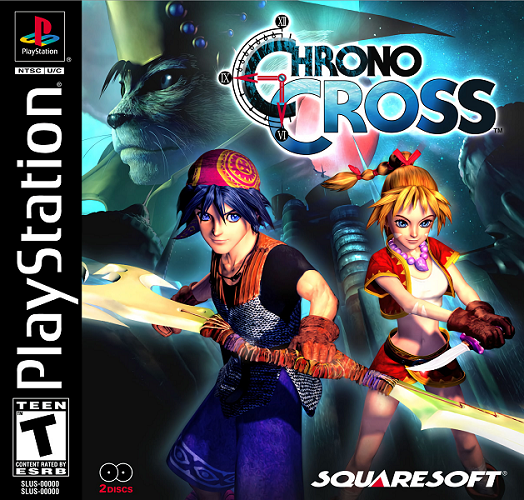 North American box art front cover for the PlayStation video game, "Chrono Cross."