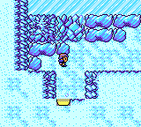 "Pokémon Crystal Version" screenshot of the player character in Ice Path, near the entrance.