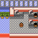"Pokémon Crystal Version" screenshot of the Pokémon Communication Center Administrative Office with the player character removed.