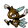 A sprite of the Pokémon Sneasel from Pokémon Gold and Silver Versions. Sneasel is colored a dark brown with white claws and light green feathers.