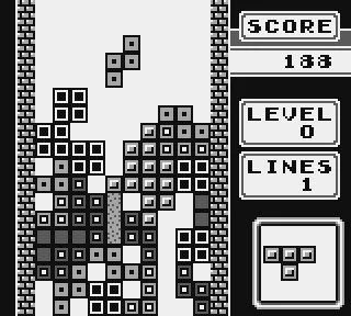 Screenshot of "Tetris" on the Game Boy
